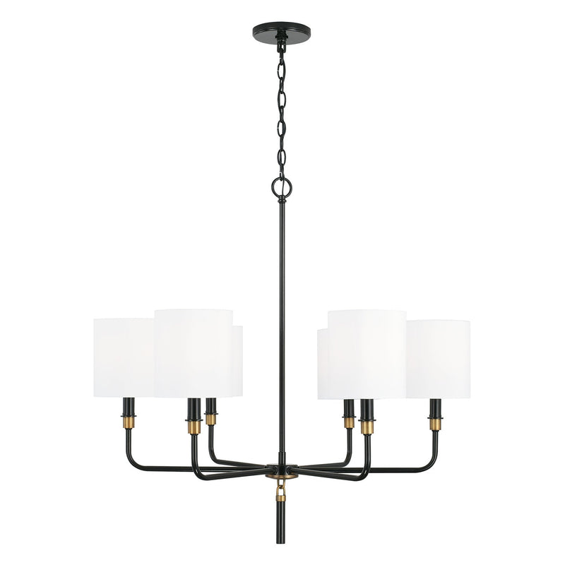 Capital Lighting 441961YA-702 Six Light Chandelier, Glossy Black and Aged Brass (Display - Final Sale)
