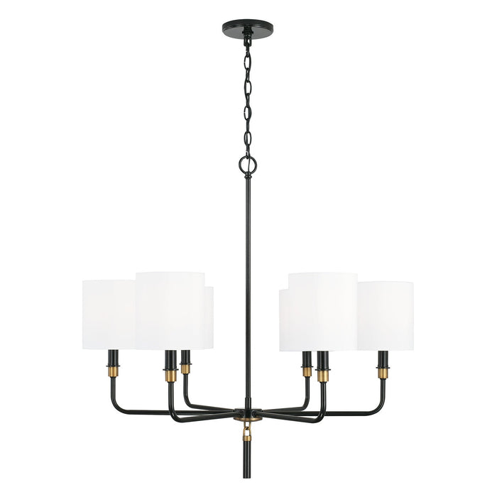 Capital Lighting 441961YA-702 Six Light Chandelier, Glossy Black and Aged Brass (Display - Final Sale)