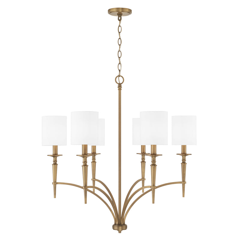Capital Lighting 442661AD-701 Six Light Chandelier, Aged Brass