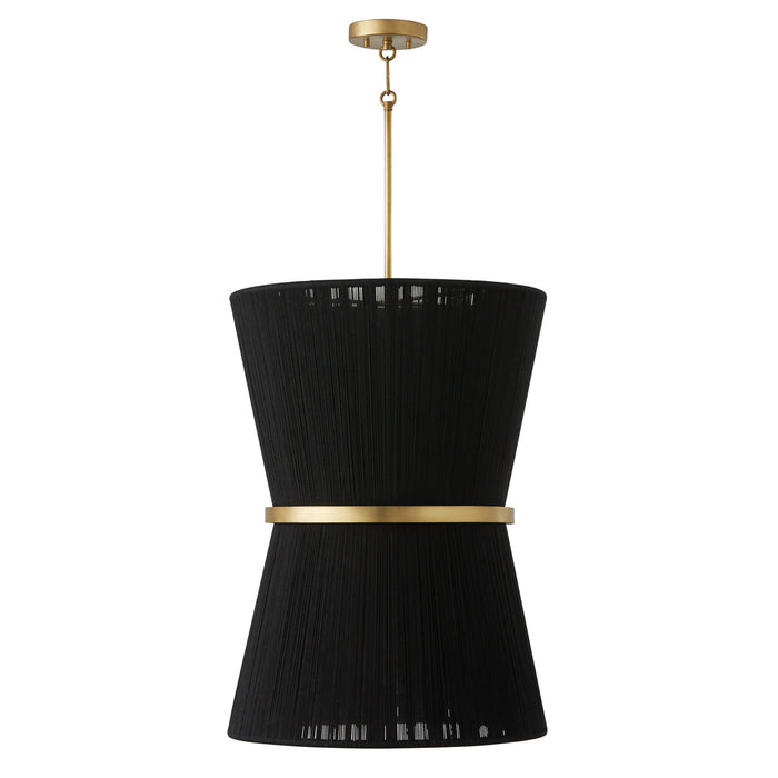 Capital Lighting 541261KP Six Light Foyer, Black Rope and Patinaed Brass