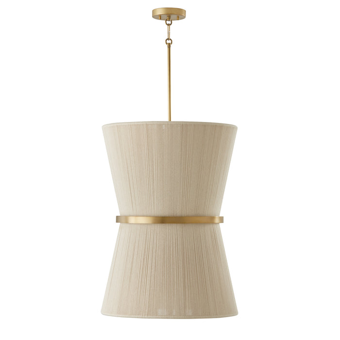 Capital Lighting 541261NP Six Light Foyer, Bleached Natural Rope and Patinaed Brass