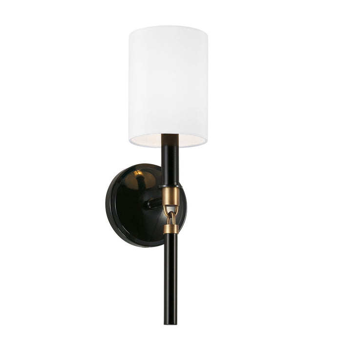 Capital Lighting 641911YA-700 One Light Wall Sconce, Glossy Black and Aged Brass