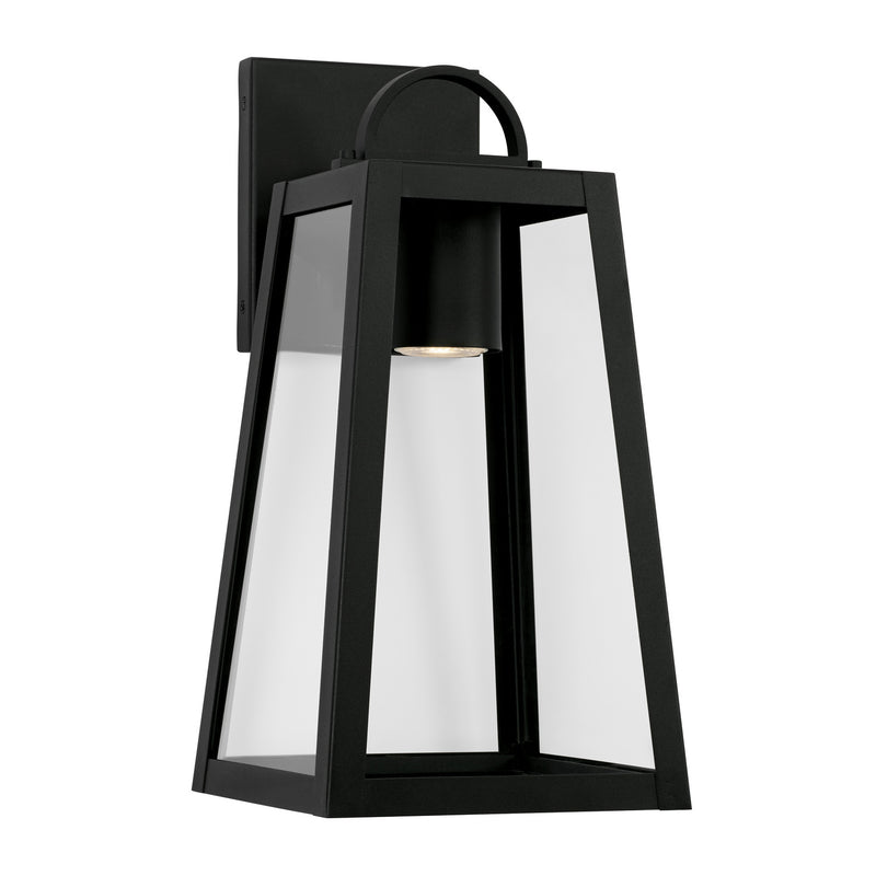 Capital Lighting 943711BK-GL One Light Outdoor Wall Lantern, Black
