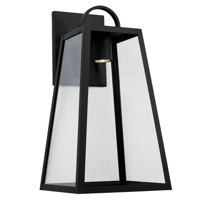 Capital Lighting 943713BK-GL One Light Outdoor Wall Lantern, Black