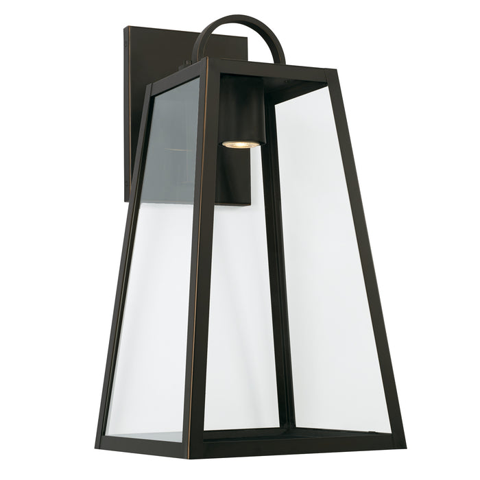Capital Lighting 943713OZ-GL One Light Outdoor Wall Lantern, Oiled Bronze