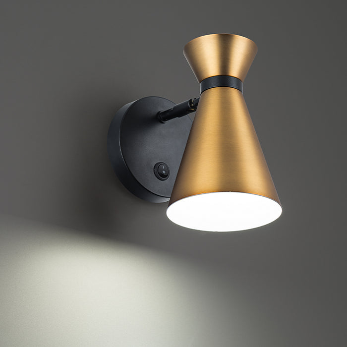 W.A.C. Lighting BL-57108-BK/AB LED Swing Arm Wall Lamp, Black/Aged Brass