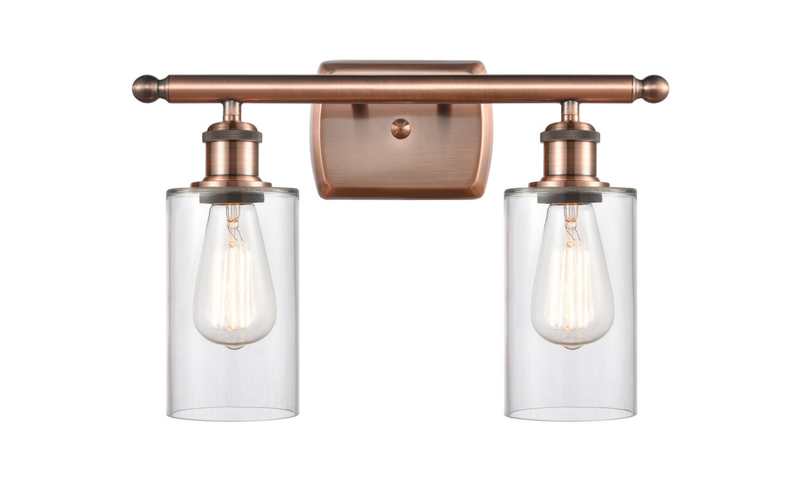 Innovations 516-2W-AC-G802 Two Light Bath Vanity, Antique Copper