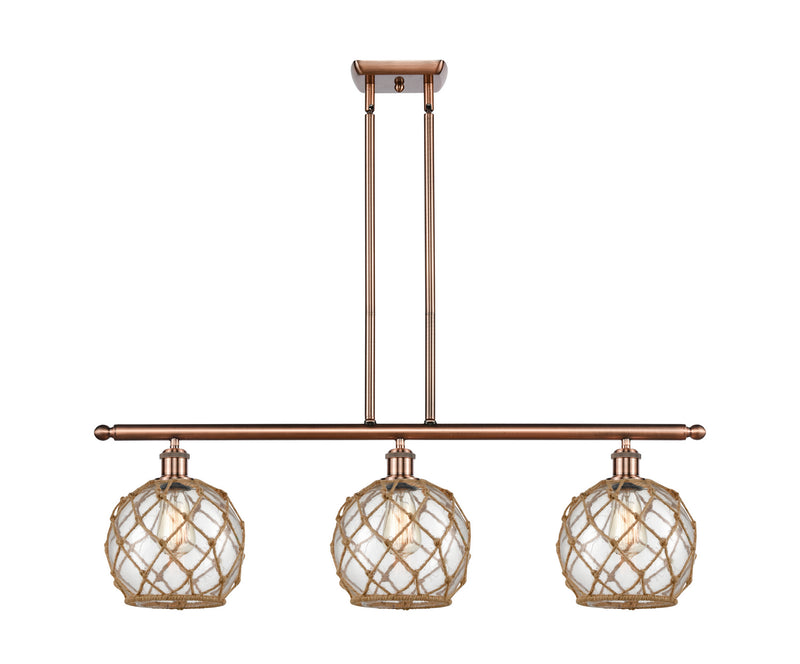 Innovations 516-3I-AC-G122-8RB Three Light Island Pendant, Antique Copper