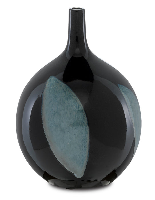 Currey and Company 1200-0408 Vase, Black/Steel Blue