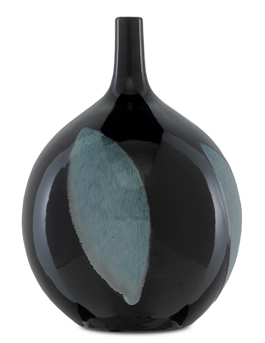 Currey and Company 1200-0408 Vase, Black/Steel Blue