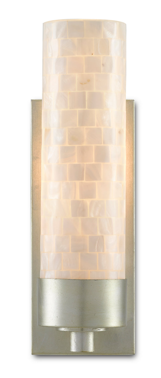 Currey and Company 5000-0158 One Light Wall Sconce, Pearl/Silver Leaf