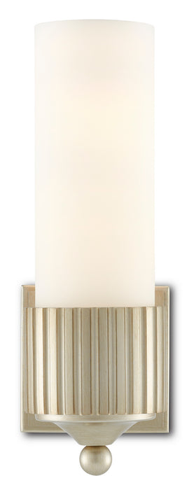 Currey and Company 5000-0178 One Light Wall Sconce, Silver Leaf/Frosted Glass