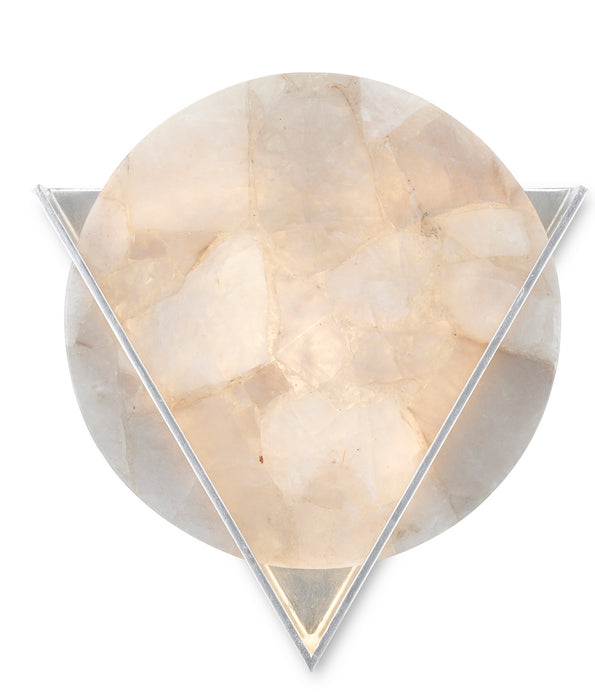 Currey and Company 5900-0036 One Light Wall Sconce, Silver Leaf/Smoky Quartz
