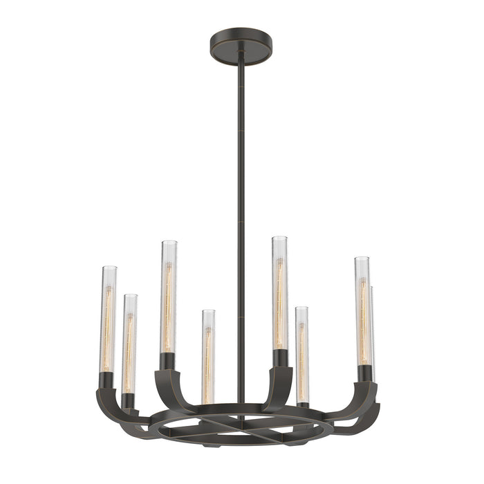 Alora CH316708UBCR Eight Light Chandelier, Ribbed Glass/Urban Bronze