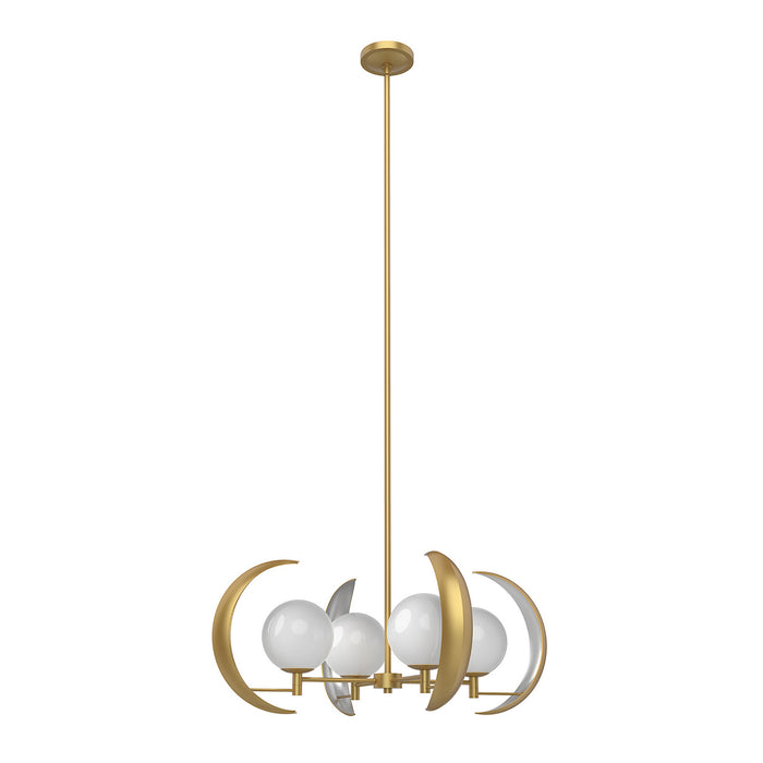 Alora CH351204VB Four Light Chandelier, Vintage Brass