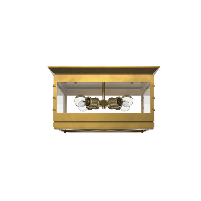 Alora FM351004VB Four Light Flush Mount, Vintage Brass