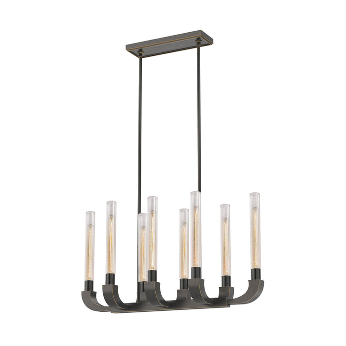 Alora LP316008UBCR Eight Light Island Pendant, Ribbed Glass/Urban Bronze