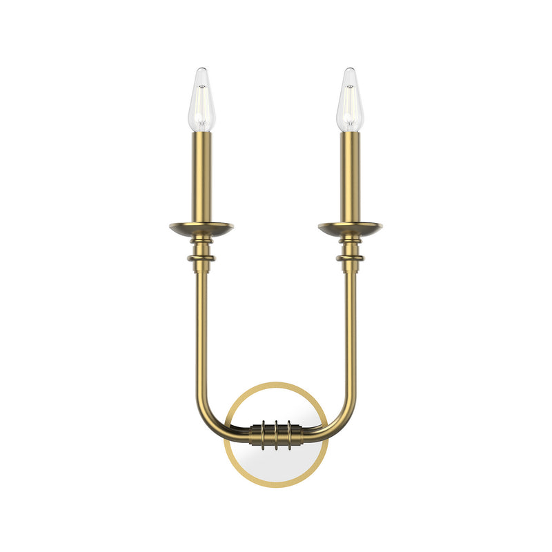 Alora WV351502VB Two Light Bathroom Fixture, Vintage Brass
