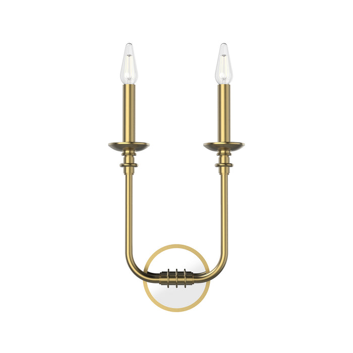 Alora WV351502VB Two Light Bathroom Fixture, Vintage Brass