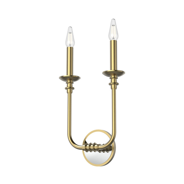 Alora WV351502VB Two Light Bathroom Fixture, Vintage Brass