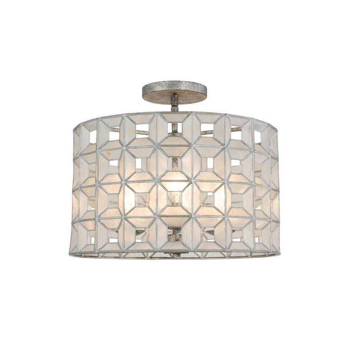 Kalco 509145OSL Three Light Semi Flush Mount, Oxidized Silver Leaf