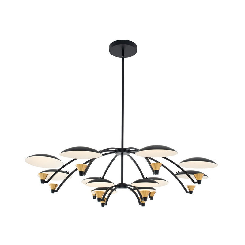 Kalco 513673BWB LED Chandelier, Matte Black w White and Brass Accent