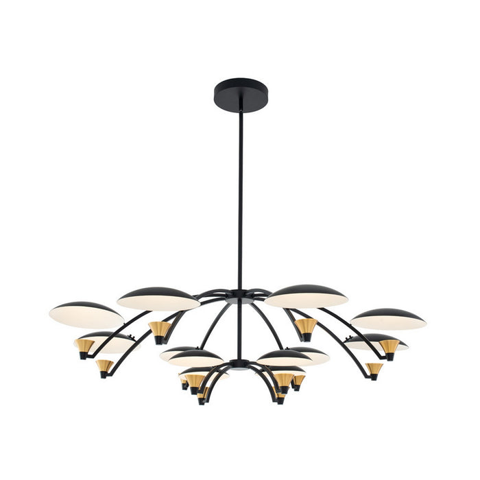 Kalco 513673BWB LED Chandelier, Matte Black w White and Brass Accent