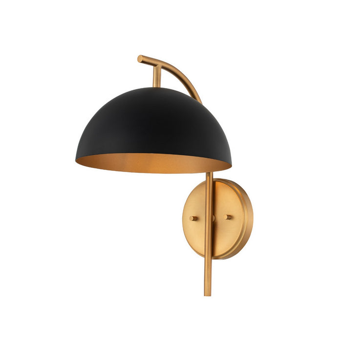 Kalco 513721BNB One Light Wall Sconce, Matte Black w/ New Brass