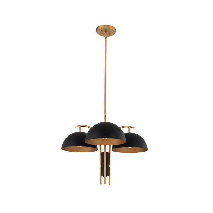Kalco 513771BNB Three Light Chandeleir, Matte Black w/ New Brass