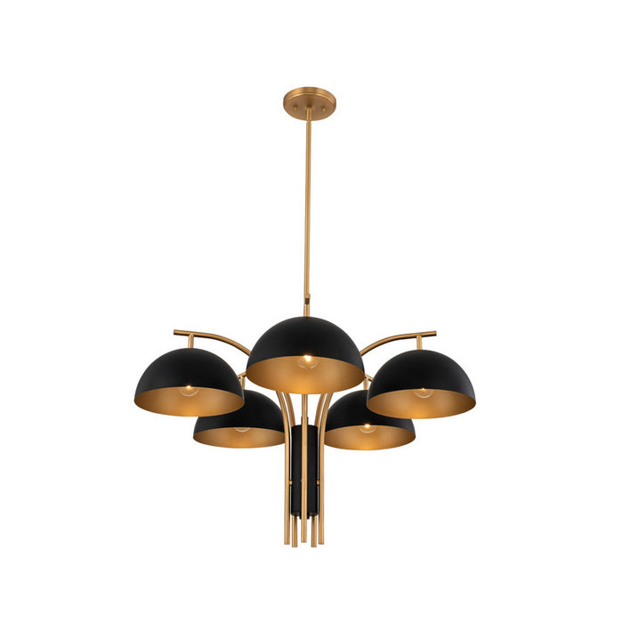 Kalco 513772BNB Five Light Chandelier, Matte Black w/ New Brass