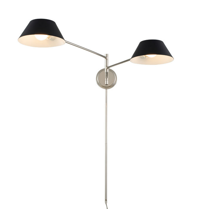 Kalco 514122BPN Two Light Wall Sconce, Matte Black w/ Polished Nickel