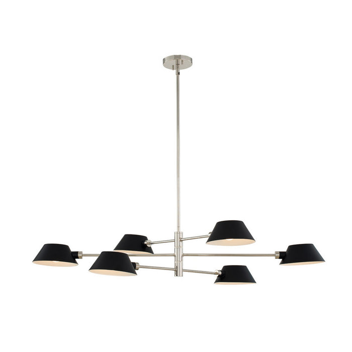 Kalco 514161BPN Six Light Island Pendant, Matte Black w/ Polished Nickel