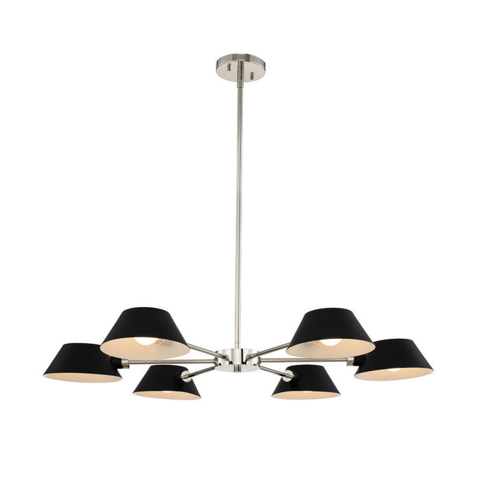 Kalco 514172BPN Six Light Chandelier, Matte Black w/ Polished Nickel