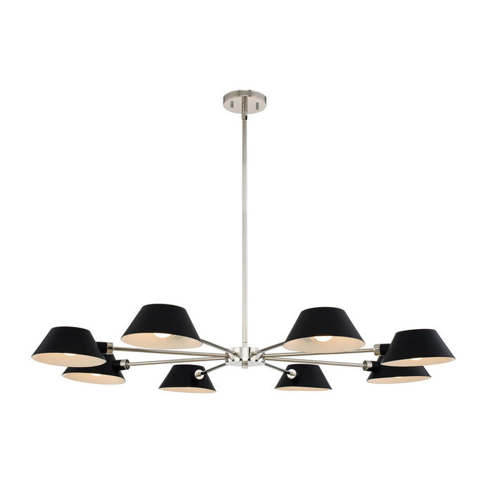 Kalco 514173BPN Eight Light Chandelier, Matte Black w/ Polished Nickel