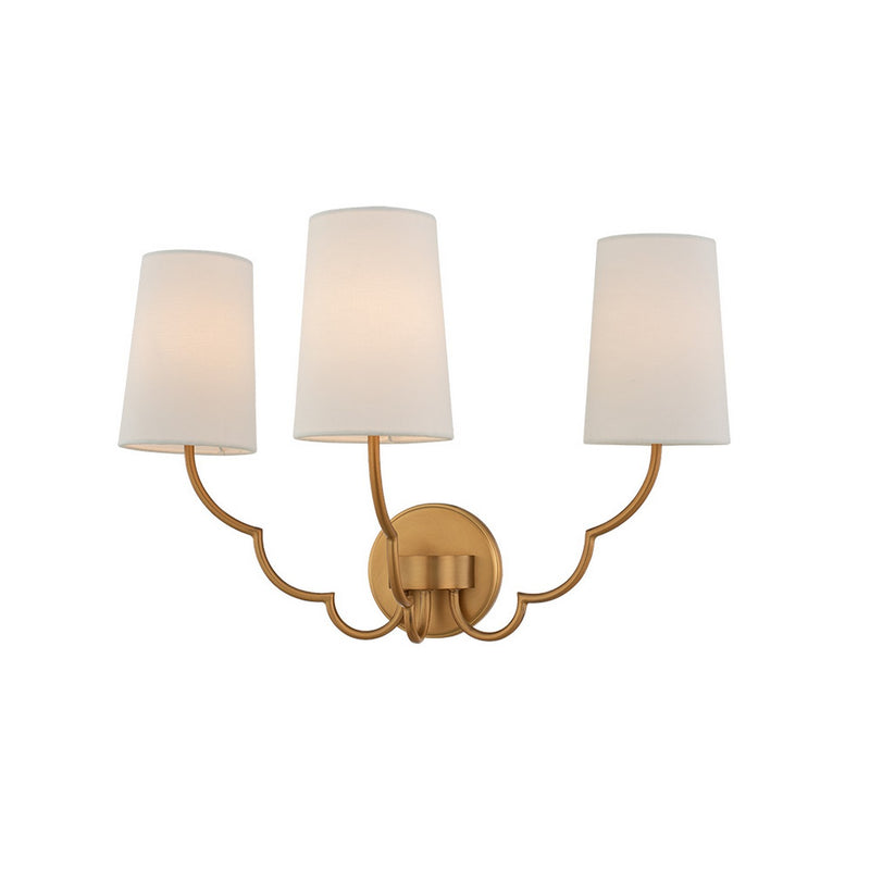 Kalco 514323NB Three Light Wall Sconce, New Brass
