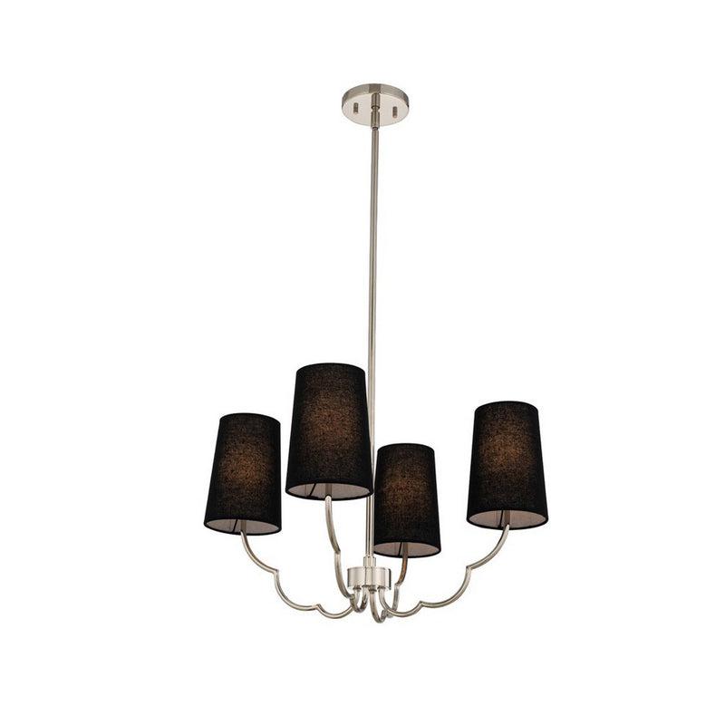 Kalco 514371PN Four Light Chandelier, Polished Nickel