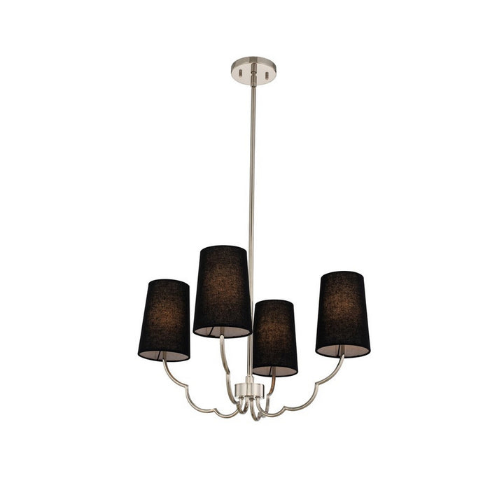 Kalco 514371PN Four Light Chandelier, Polished Nickel