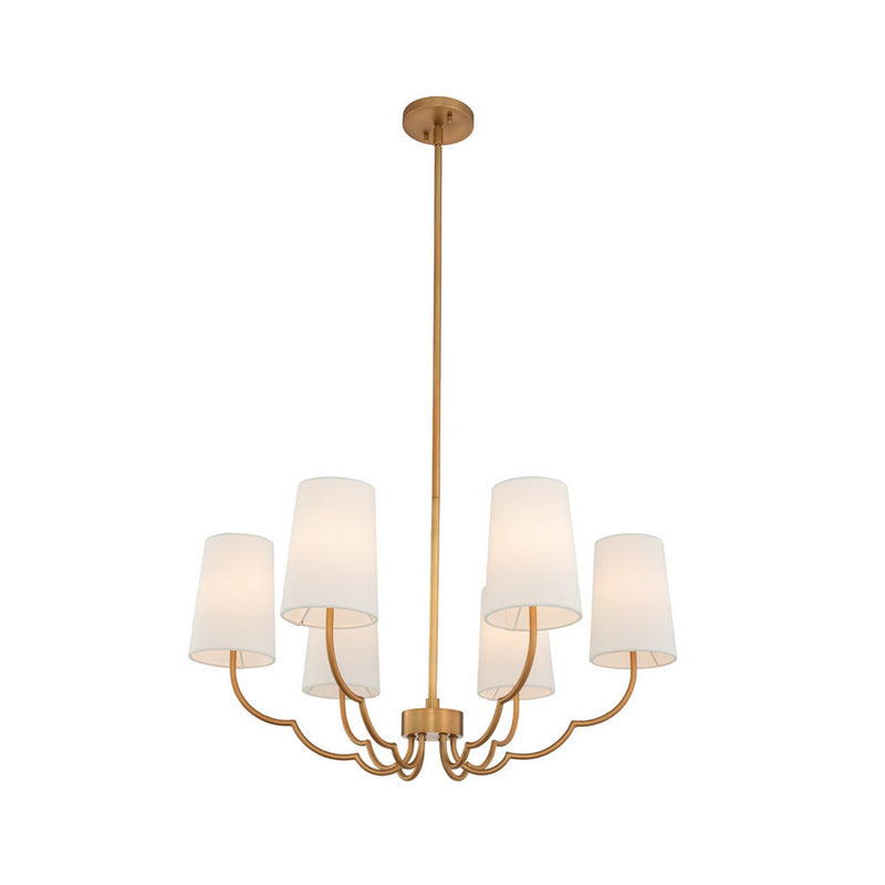 Kalco 514372NB Six Light Chandelier, New Brass