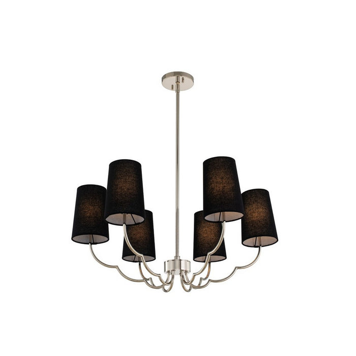 Kalco 514372PN Six Light Chandelier, Polished Nickel