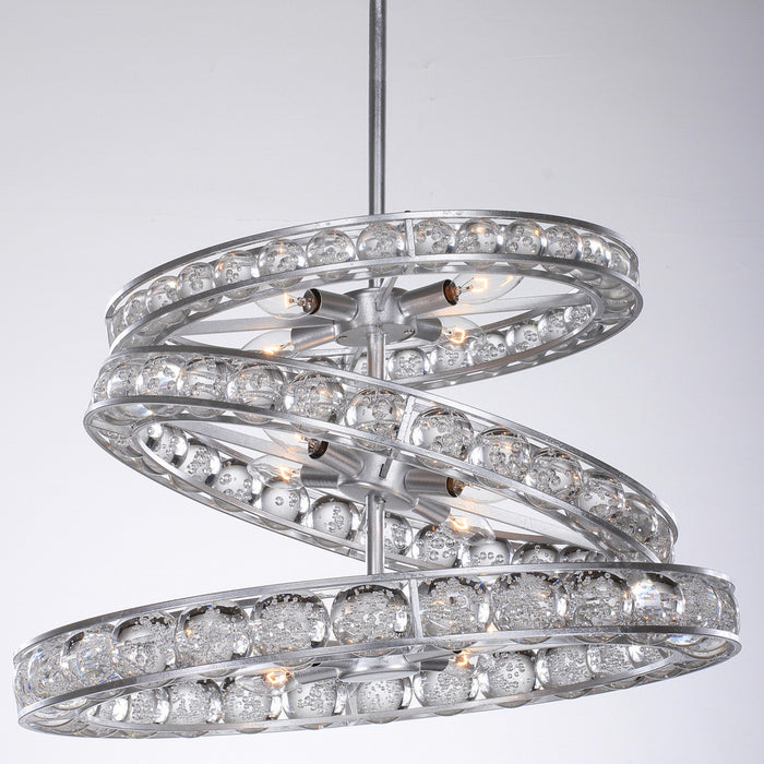 Zeev Lighting CD10069-12-SL 12 Light Chandelier, Silver Leaf
