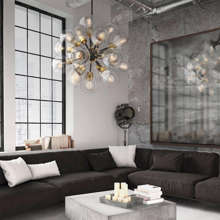 Zeev Lighting CD10198-18-PB+MBK 18 Light Chandelier, Polished Brass