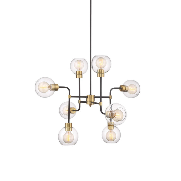 Zeev Lighting CD10199-8-PB+MBK Eight Light Chandelier, Polished Brass