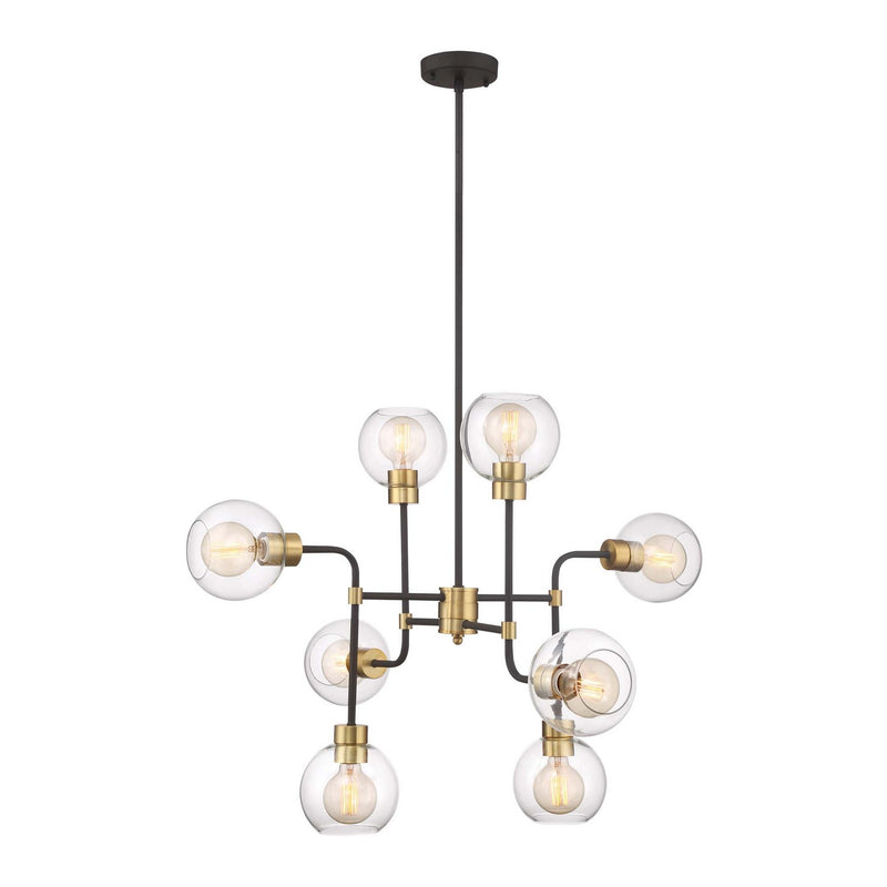 Zeev Lighting CD10199-8-PB+MBK Eight Light Chandelier, Polished Brass
