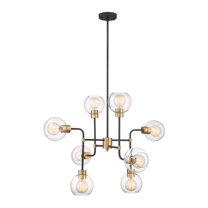 Zeev Lighting CD10199-8-PB+MBK Eight Light Chandelier, Polished Brass