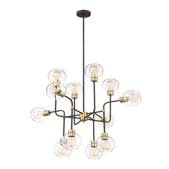 Zeev Lighting CD10200-12-PB+MBK 12 Light Chandelier, Polished Brass