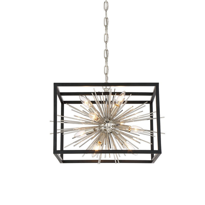 Zeev Lighting CD10222-10-PN+MBK Ten Light Chandelier, Polished Nickel