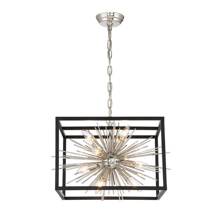 Zeev Lighting CD10222-10-PN+MBK Ten Light Chandelier, Polished Nickel