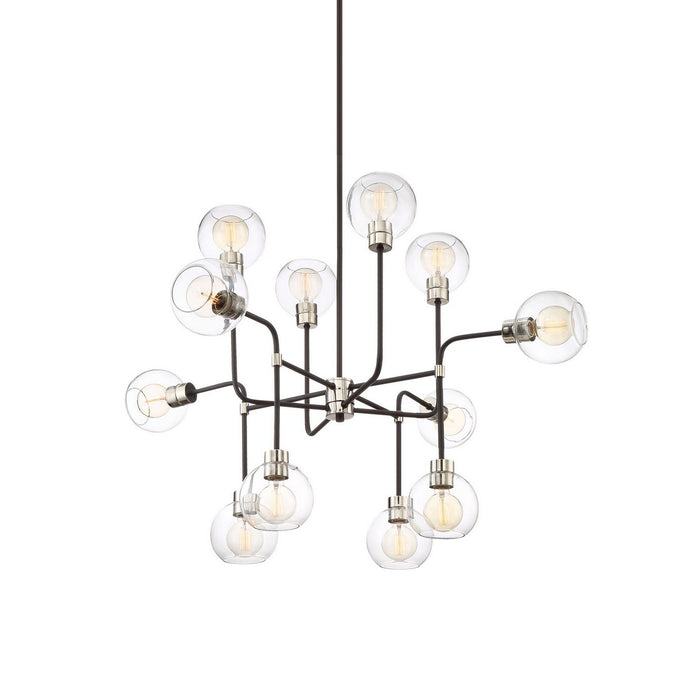 Zeev Lighting CD10223-12-PN+MBK 12 Light Chandelier, Polished Nickel