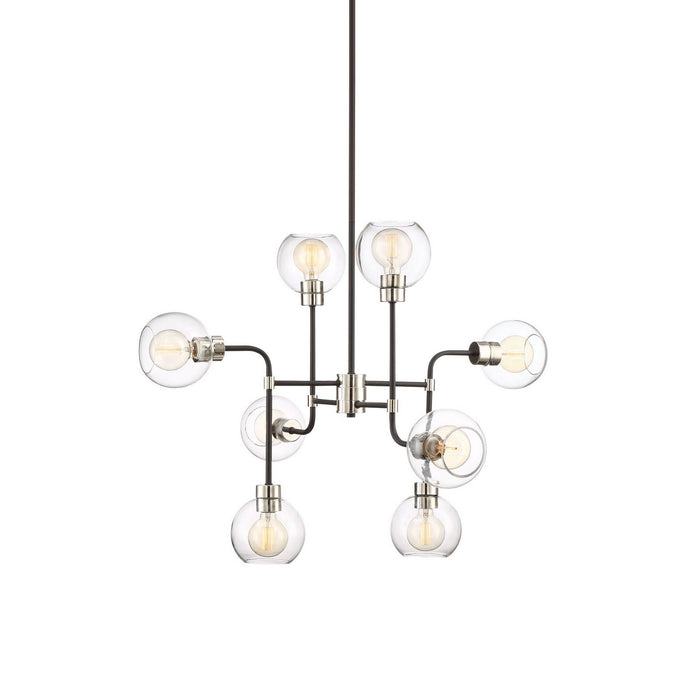 Zeev Lighting CD10224-8-PN+MBK Eight Light Chandelier, Polished Nickel