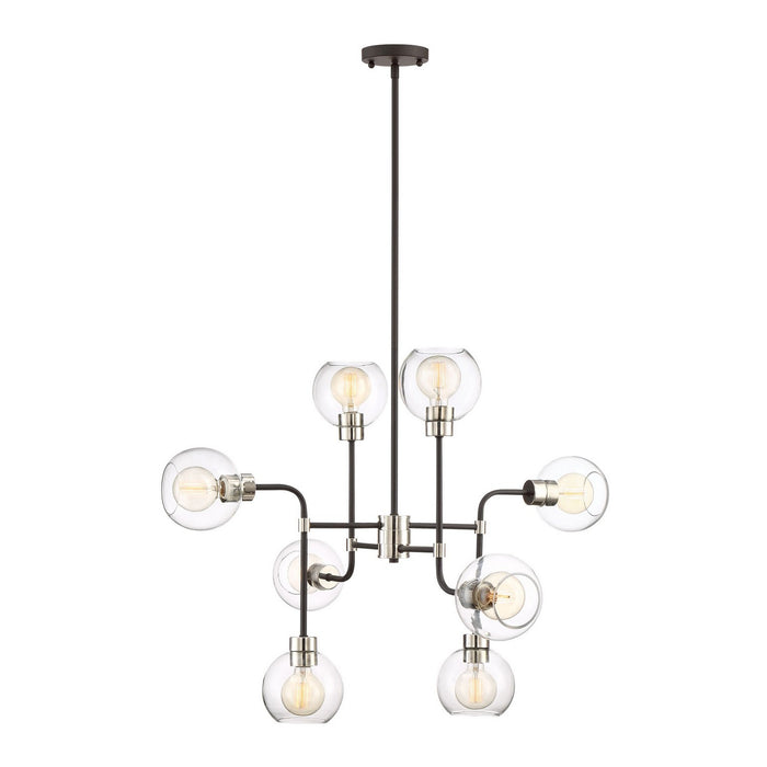 Zeev Lighting CD10224-8-PN+MBK Eight Light Chandelier, Polished Nickel
